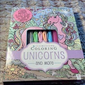 Kaleidoscope Unicorn Coloring Set with Pastel Markers